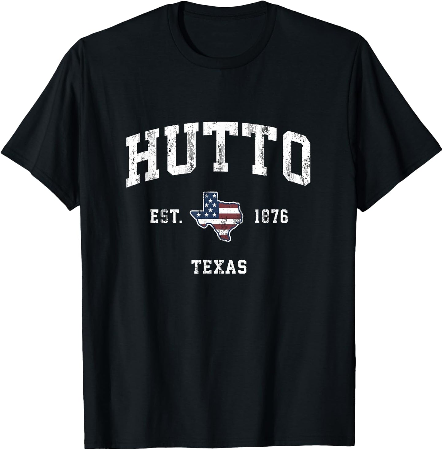 Hutto Texas TX Vintage American Flag Sports Design Kids Men T-Shirt - T-Shirt | Black