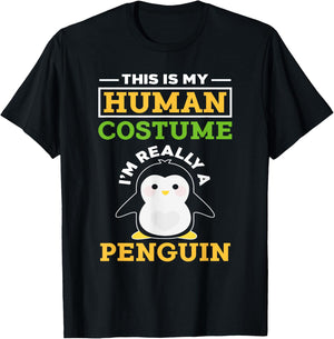 This Is My Human Costume I'm Really A Penguin - Cute Animal T-Shirt - T-Shirt | Black