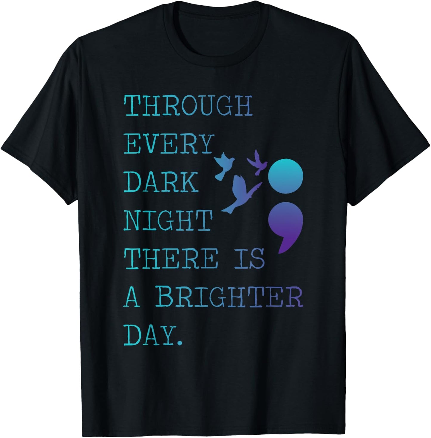 Semicolon Love Birds for a Prevention Awareness T-Shirt - T-Shirt | Black