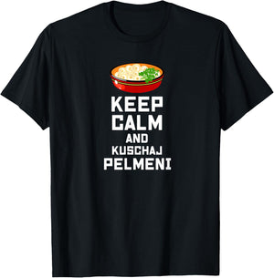 Russian Keep Calm eat Pelmeni Funny Russian Saying Quote T-Shirt - T-Shirt | Black