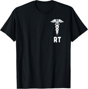 Respiratory Therapist RT Caduceus Medical Symbol Gift T-Shirt - T-Shirt | Black