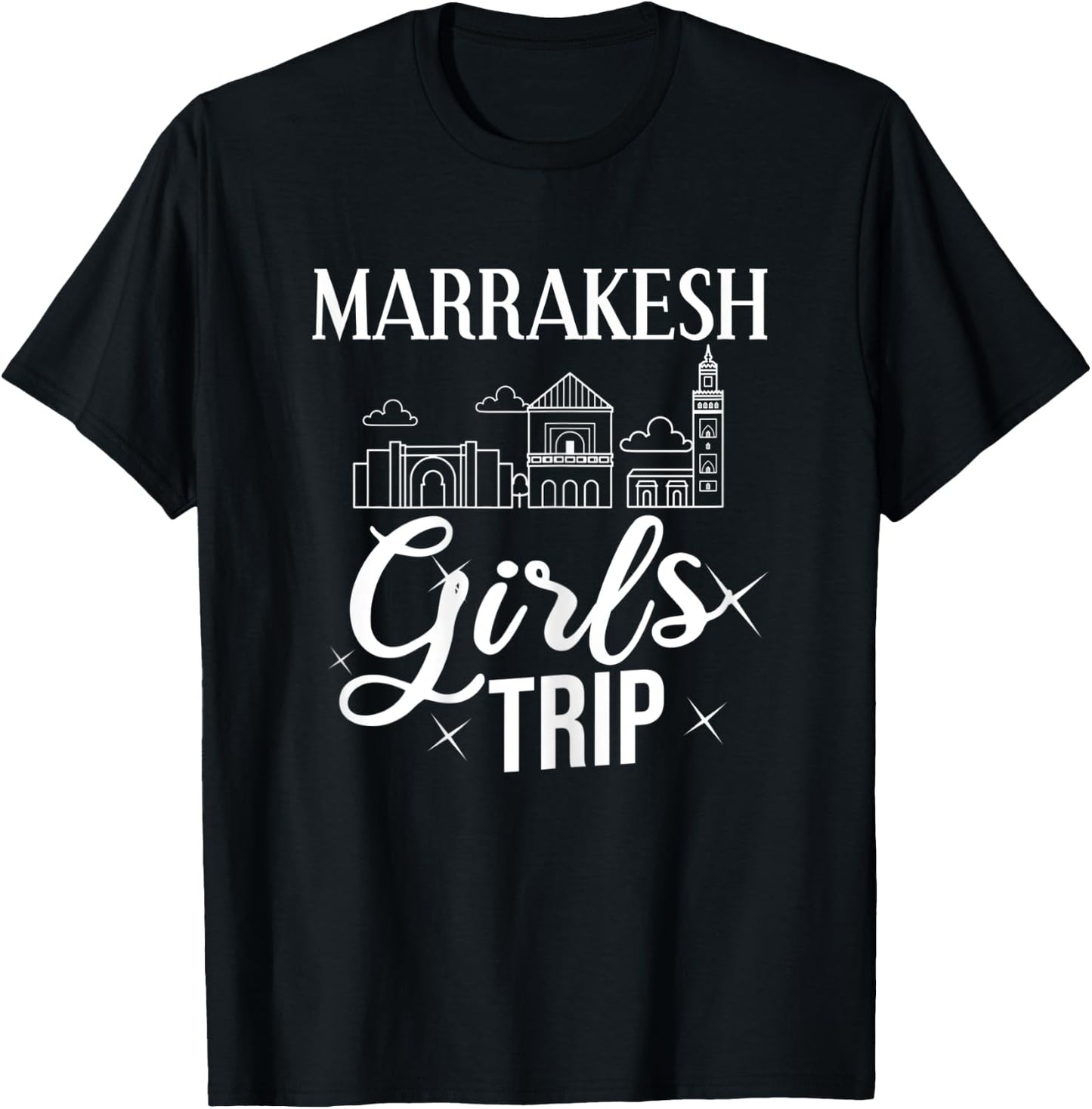 Marrakesh Morocco City Trip Skyline Map Travel T-Shirt - T-Shirt | Black