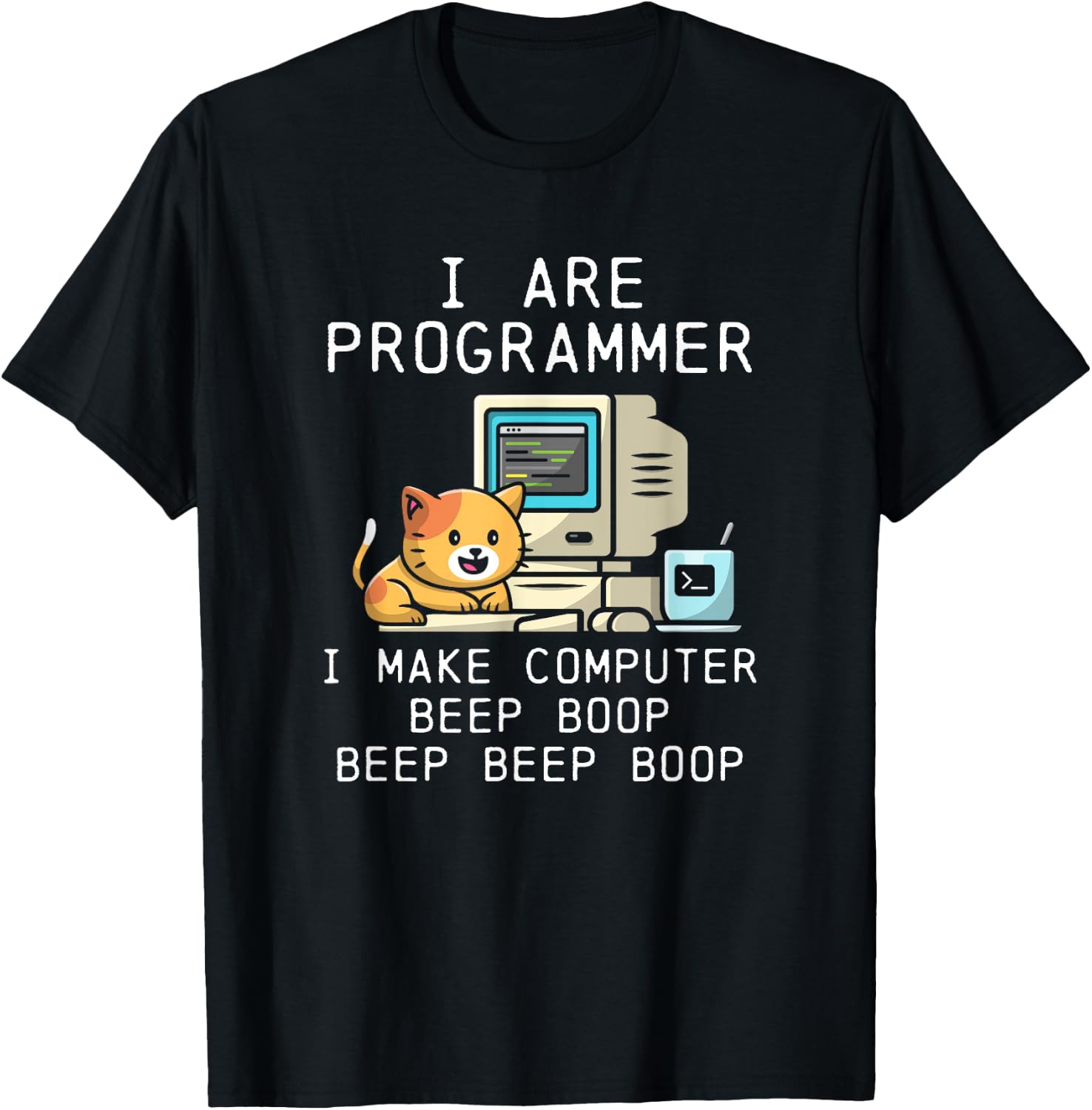 Programmer Cat Beep Boop Coding Women T-Shirt - T-Shirt | Black