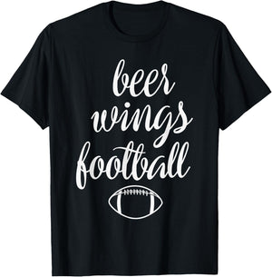Beer Wings & Football Quote - Funny Football Lover Game Day T-Shirt - T-Shirt | Black