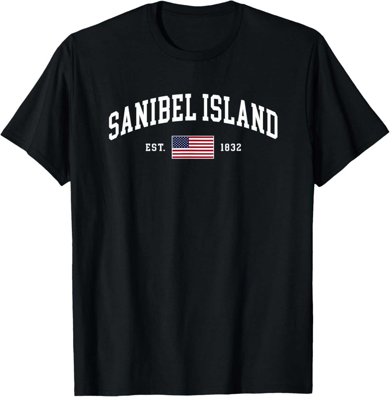 Sanibel Island Florida July 4th US Flag Retro Throwback T-Shirt - T-Shirt | Black