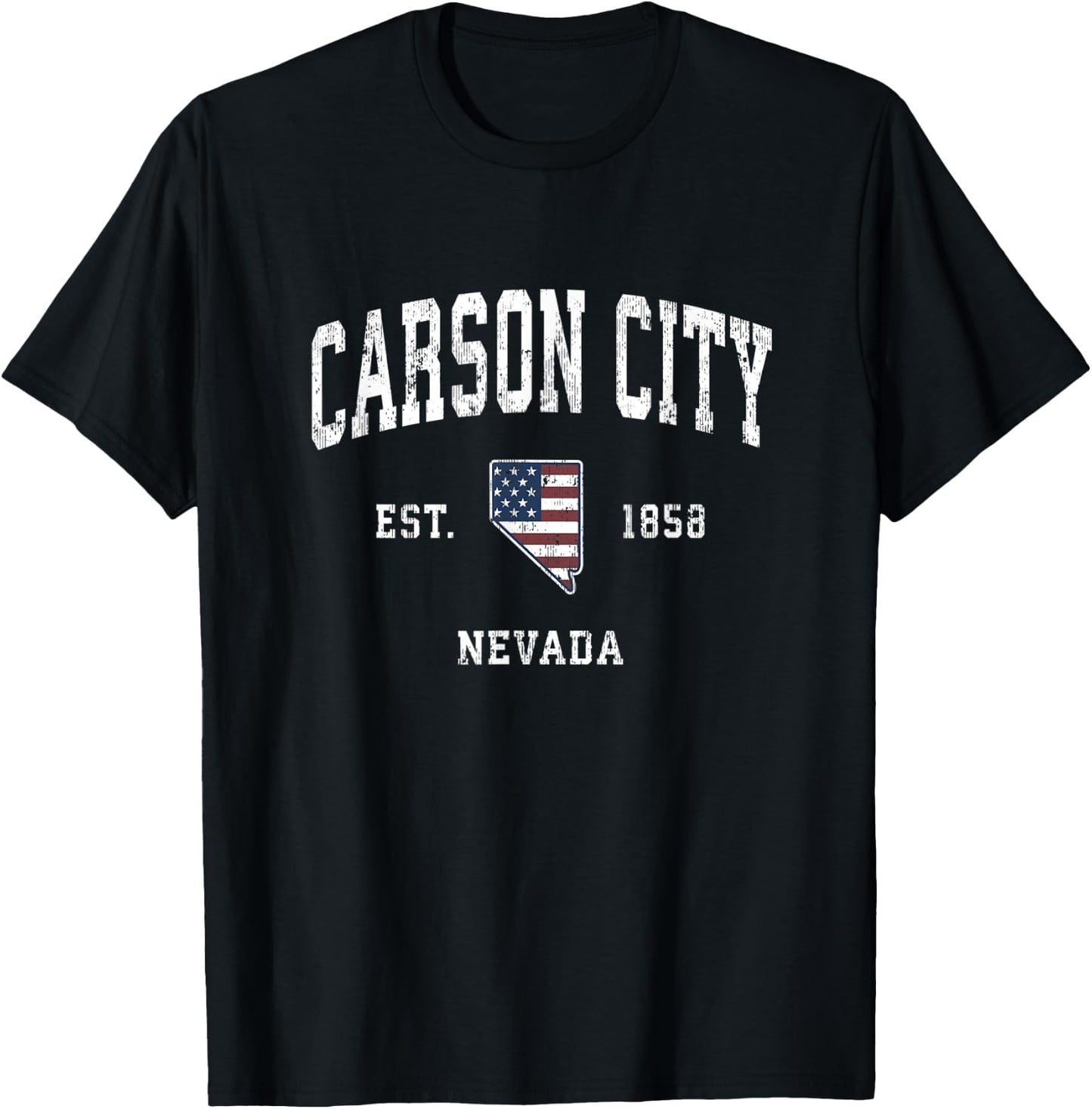 Carson City Nevada NV Vintage American Flag Sports Design Women Kids Men T-Shirt - T-Shirt | Black