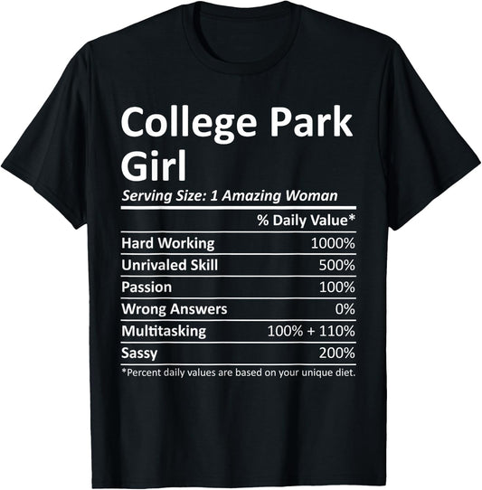 COLLEGE PARK GIRL GA GEORGIA Funny City Home Roots USA Gift T-Shirt - T-Shirt | Black