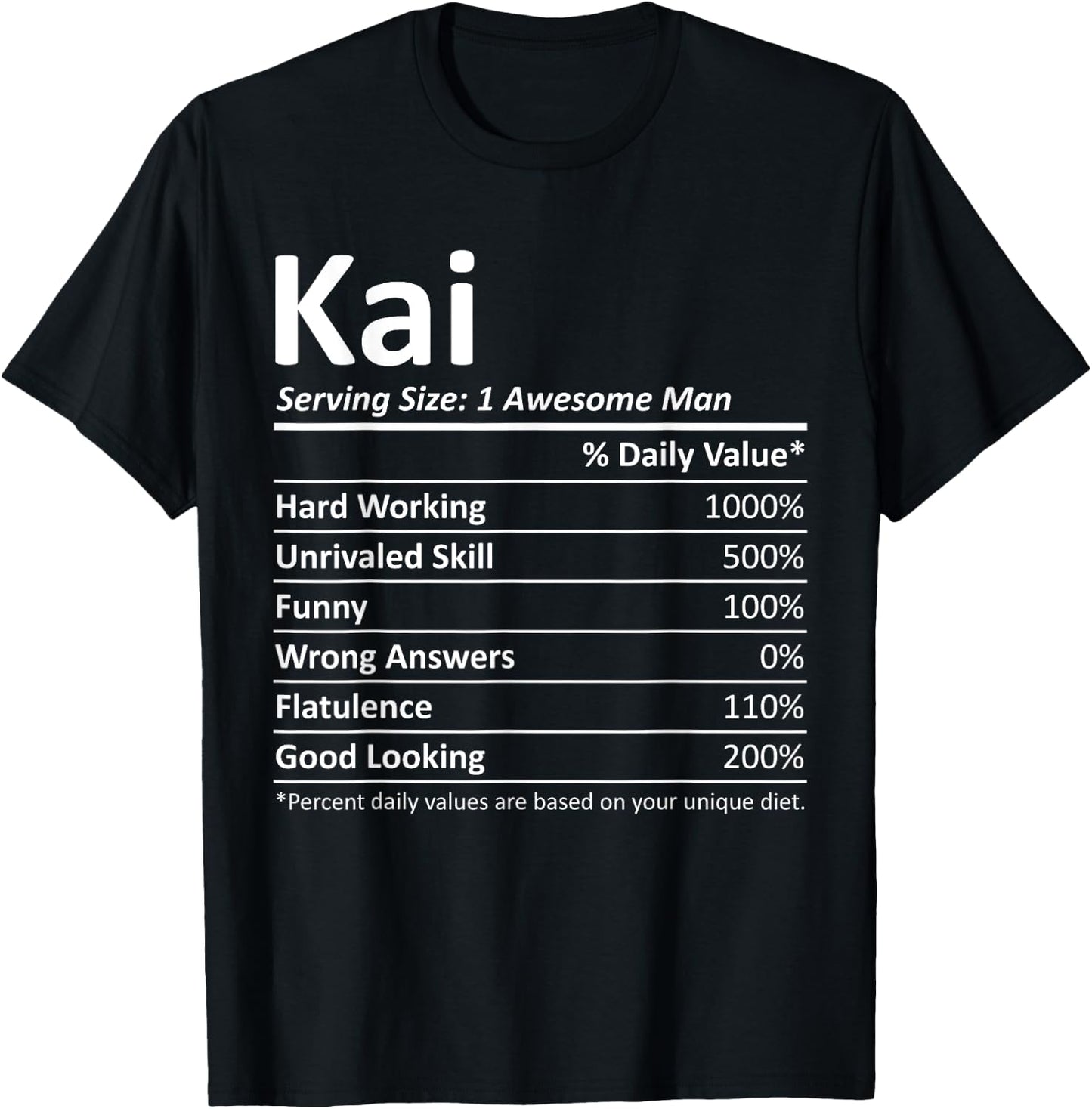 KAI Nutrition Funny Birthday Personalized Name Gift T-Shirt - T-Shirt | Black