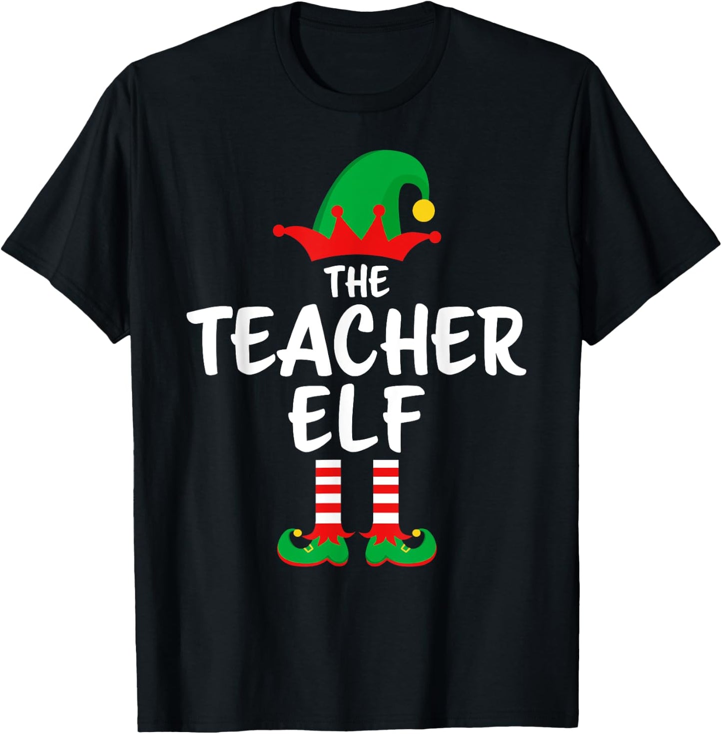 The Teacher Elf Matching Family Christmas T-Shirt - T-Shirt | Black