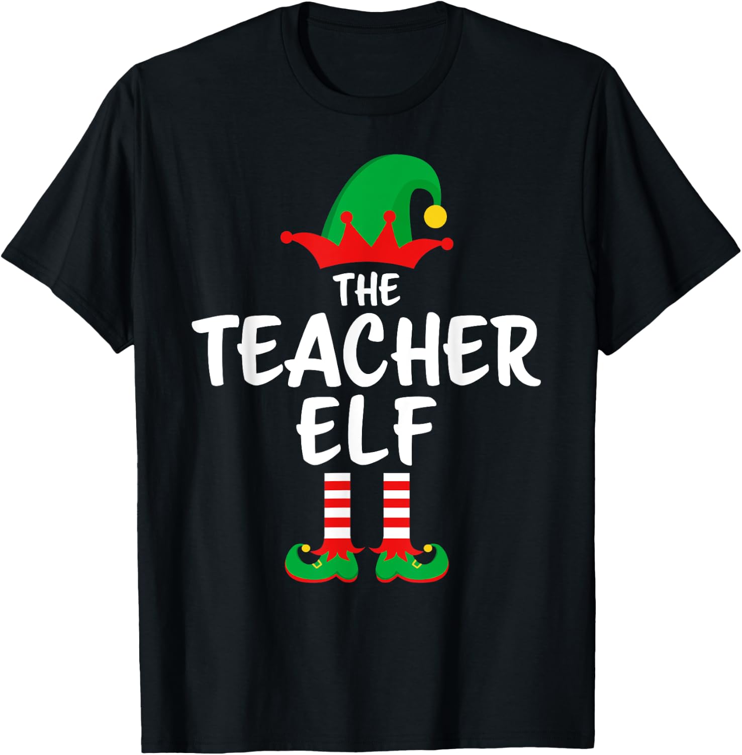 The Teacher Elf Matching Family Christmas T-Shirt - T-Shirt | Black