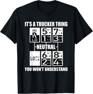 Truck Driver Gear Shift Gift Semi Big Rig Trucking Trailer T-Shirt - T-Shirt | Black