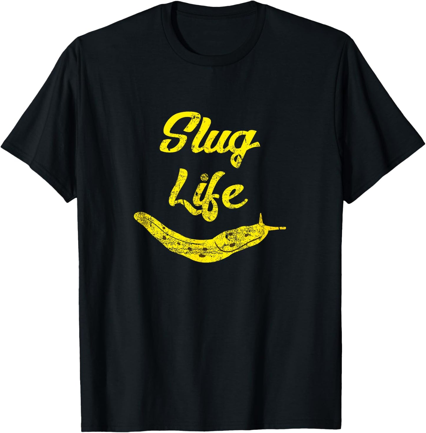 Slug Life Yellow Banana Slug Distressed T-Shirt - T-Shirt | Black