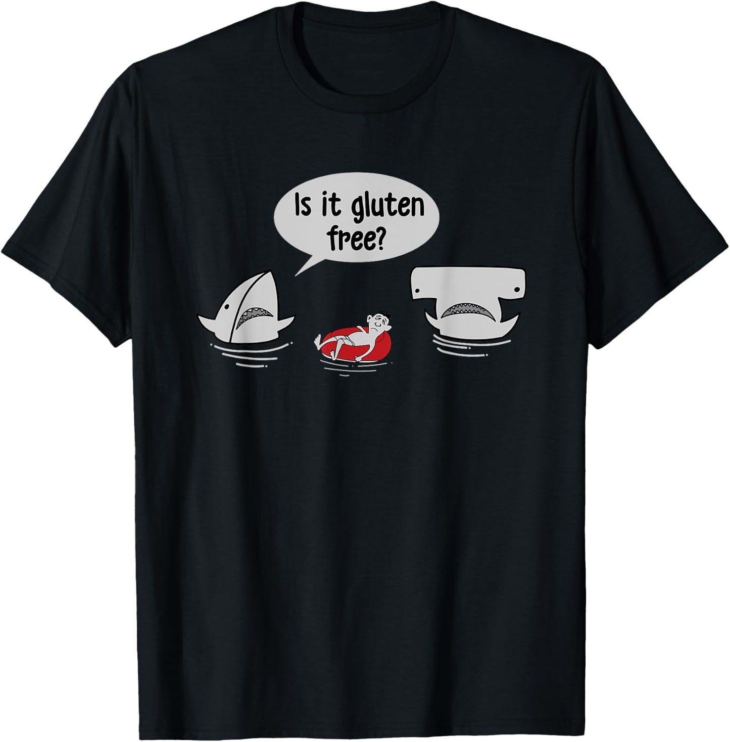 Is This Gluten Free Funny Shark Snack Marine Biologist T-Shirt - T-Shirt | Black