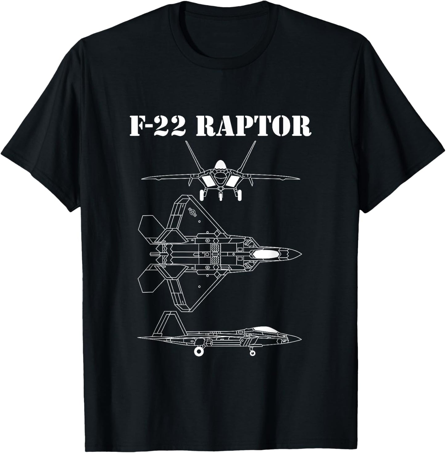 F-22 Raptor Fighter Jet Aeroplane Pilot Military Plane F22 T-Shirt - T-Shirt | Black