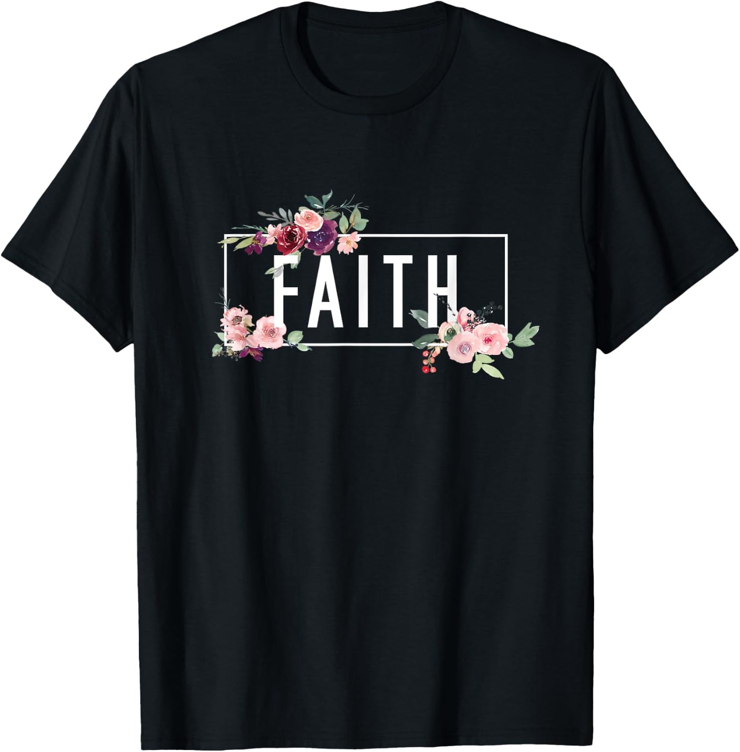 Modern Flora Flowers Bouquet Design. Spiritual Woman Faith T-Shirt - T-Shirt | Black