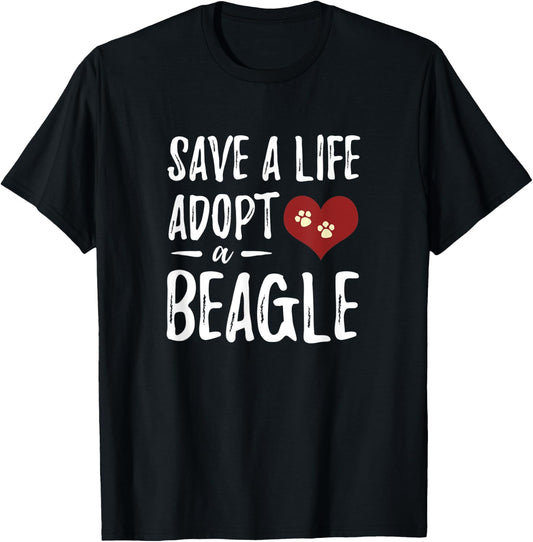 Save a Life Adopt a Beagle for Rescue Dog Mom Women T-Shirt - T-Shirt | Black