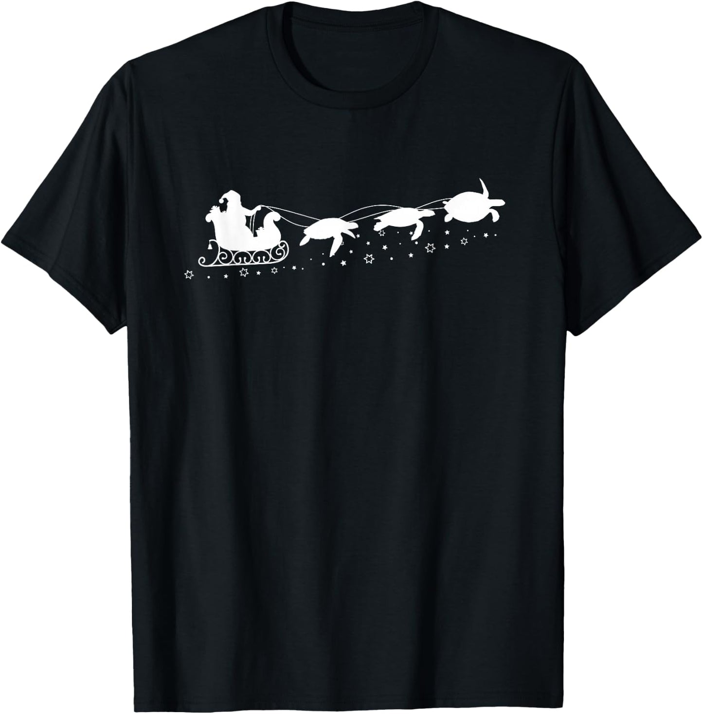 Santa Sleigh Sea Turtles Christmas Sea Turtle Lovers T-Shirt - T-Shirt | Black