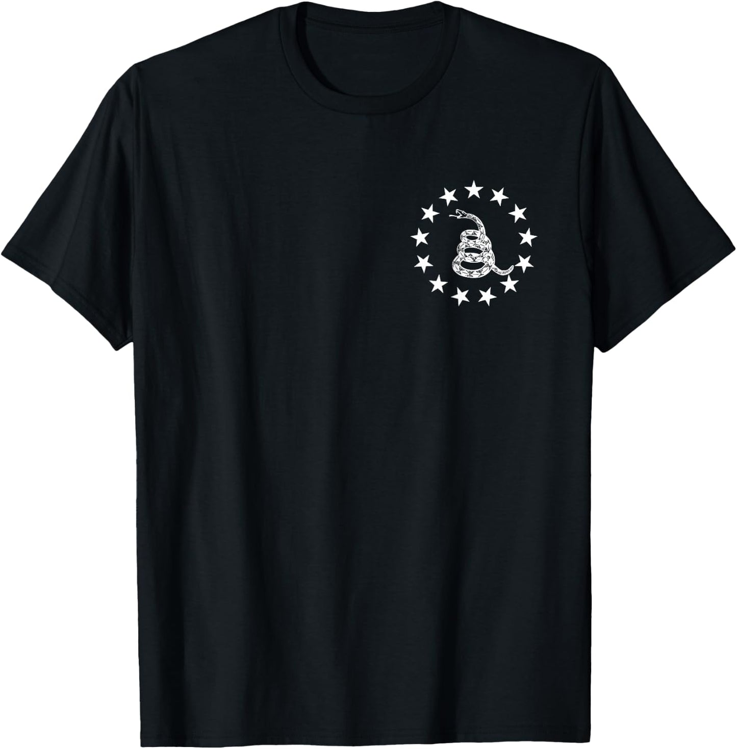Gadsden Rattlesnake Betsy Ross Flag Ring of Stars Patriot T-Shirt - T-Shirt | Black