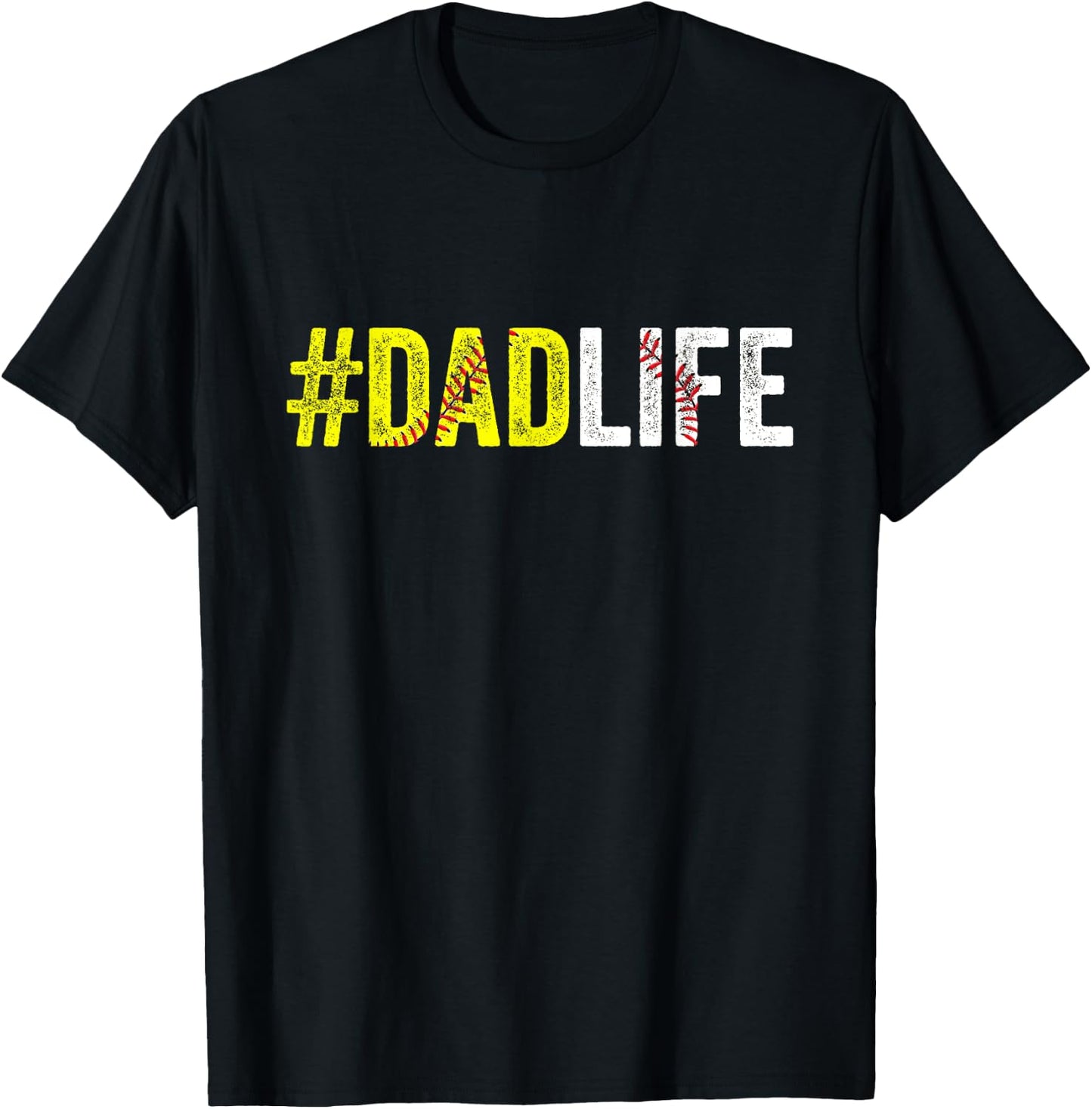 Dad Life Softball Daddy Baseball Sports Lover Father's Day T-Shirt - T-Shirt | Black