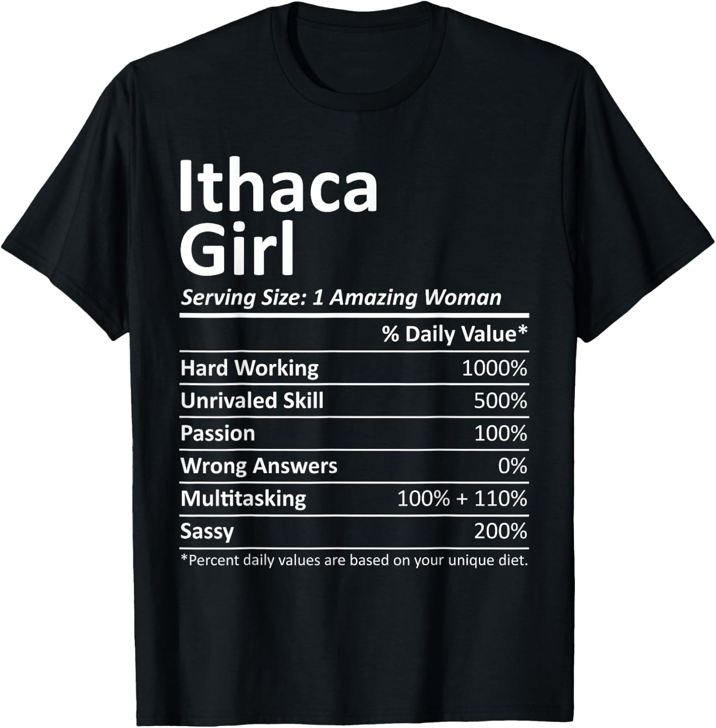 ITHACA GIRL NY NEW YORK Funny City Home Roots USA Gift T-Shirt - T-Shirt | Black