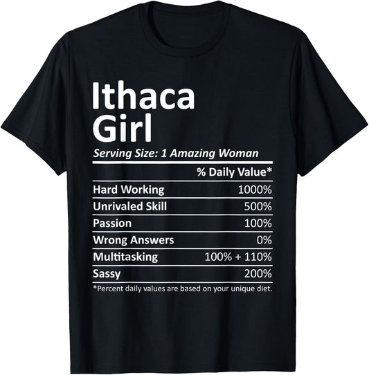 ITHACA GIRL NY NEW YORK Funny City Home Roots USA Gift T-Shirt - T-Shirt | Black