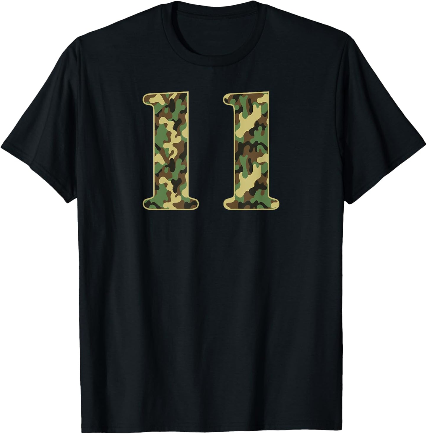 11th Birthday Soldier 11 Year Old Military Themed Camo T-Shirt - T-Shirt | Black
