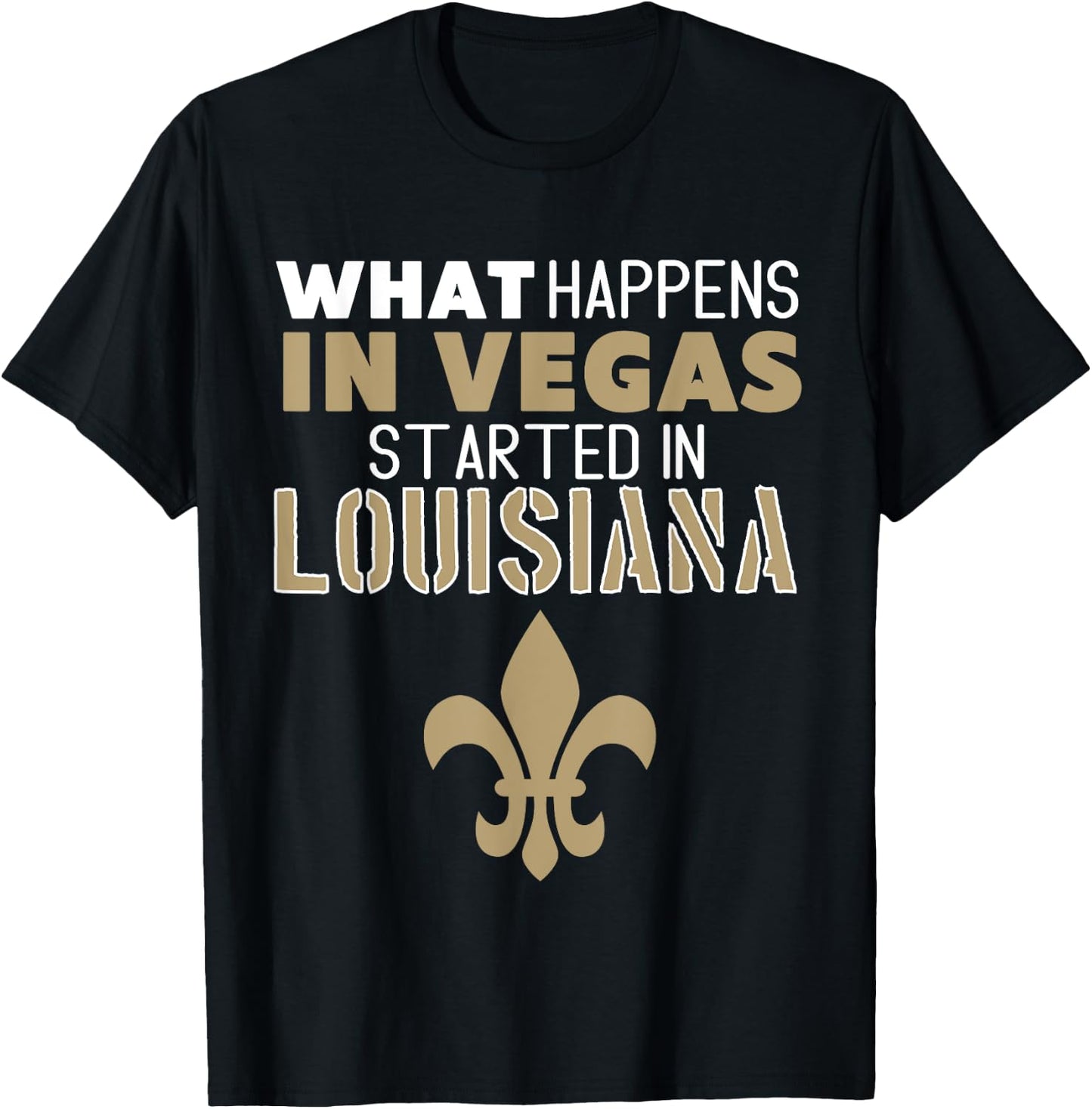 Louisiana Fan, Fleur De Lis, New Orleans, Black and Gold T-Shirt - T-Shirt | Black