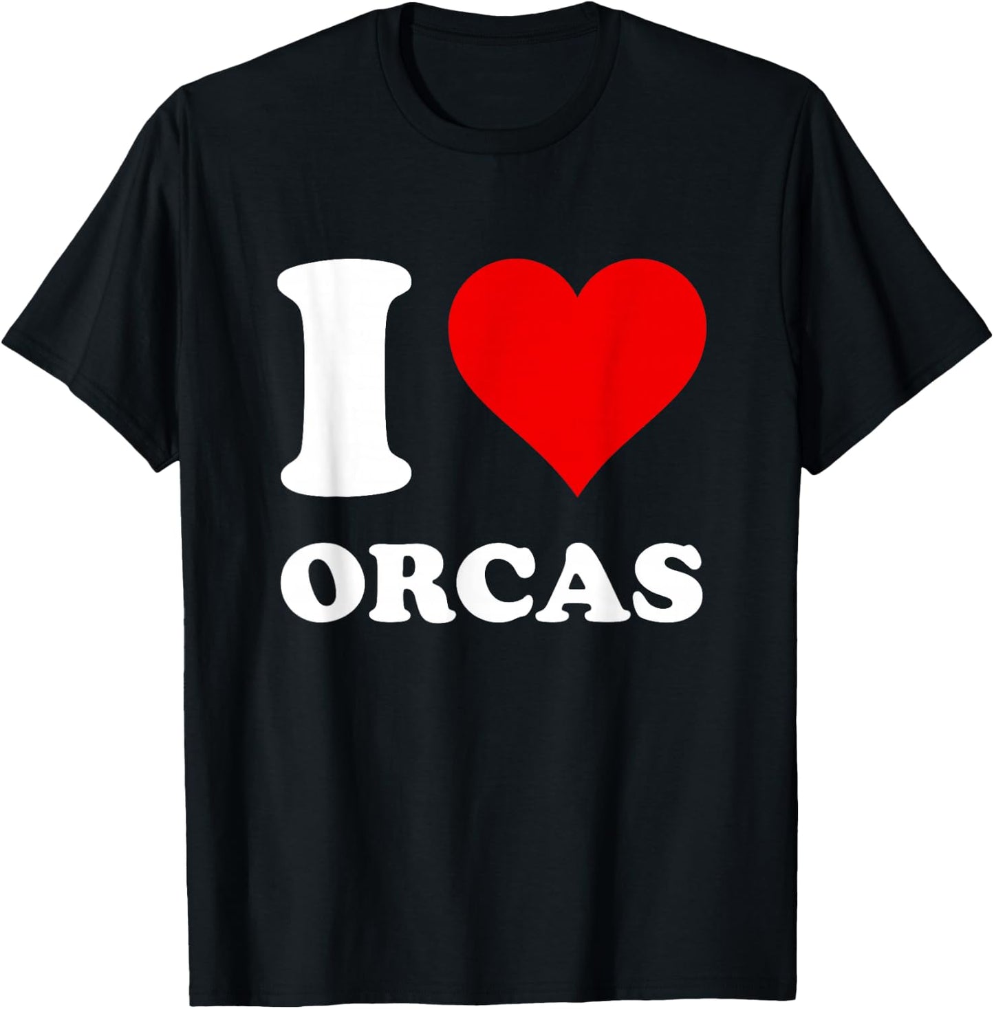 Red Heart I Love Orcas T-Shirt - T-Shirt | Black