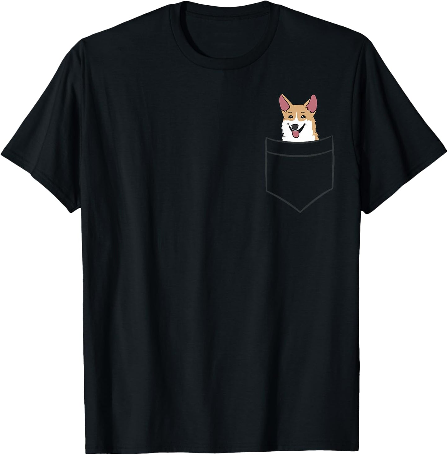 Corgi Dog In The Pocket Cute Dog Pocket Welsh Corgi T-Shirt - T-Shirt | Black