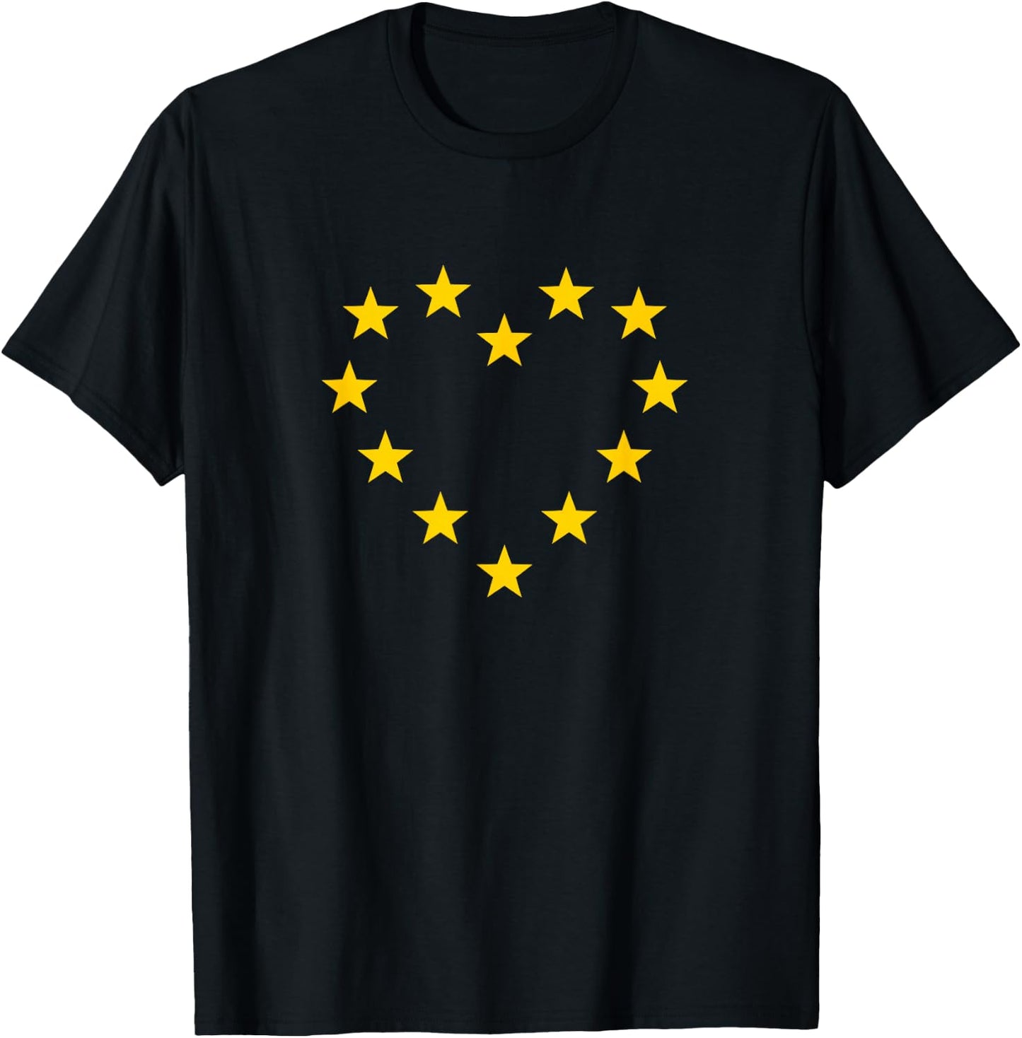 EU Stars Heart European Union Flag Symbol Europe Sign Logo T-Shirt - T-Shirt | Black