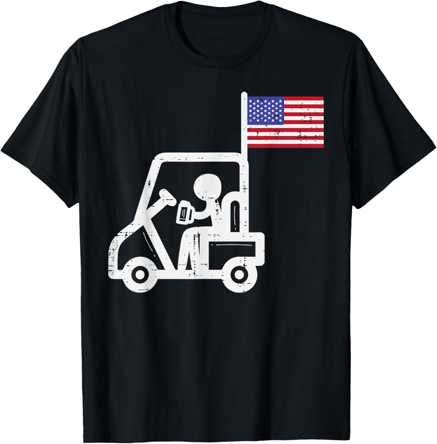 Golf Cart Flag Beer Funny Golfing Drinking Golfer Men Women T-Shirt - T-Shirt | Black