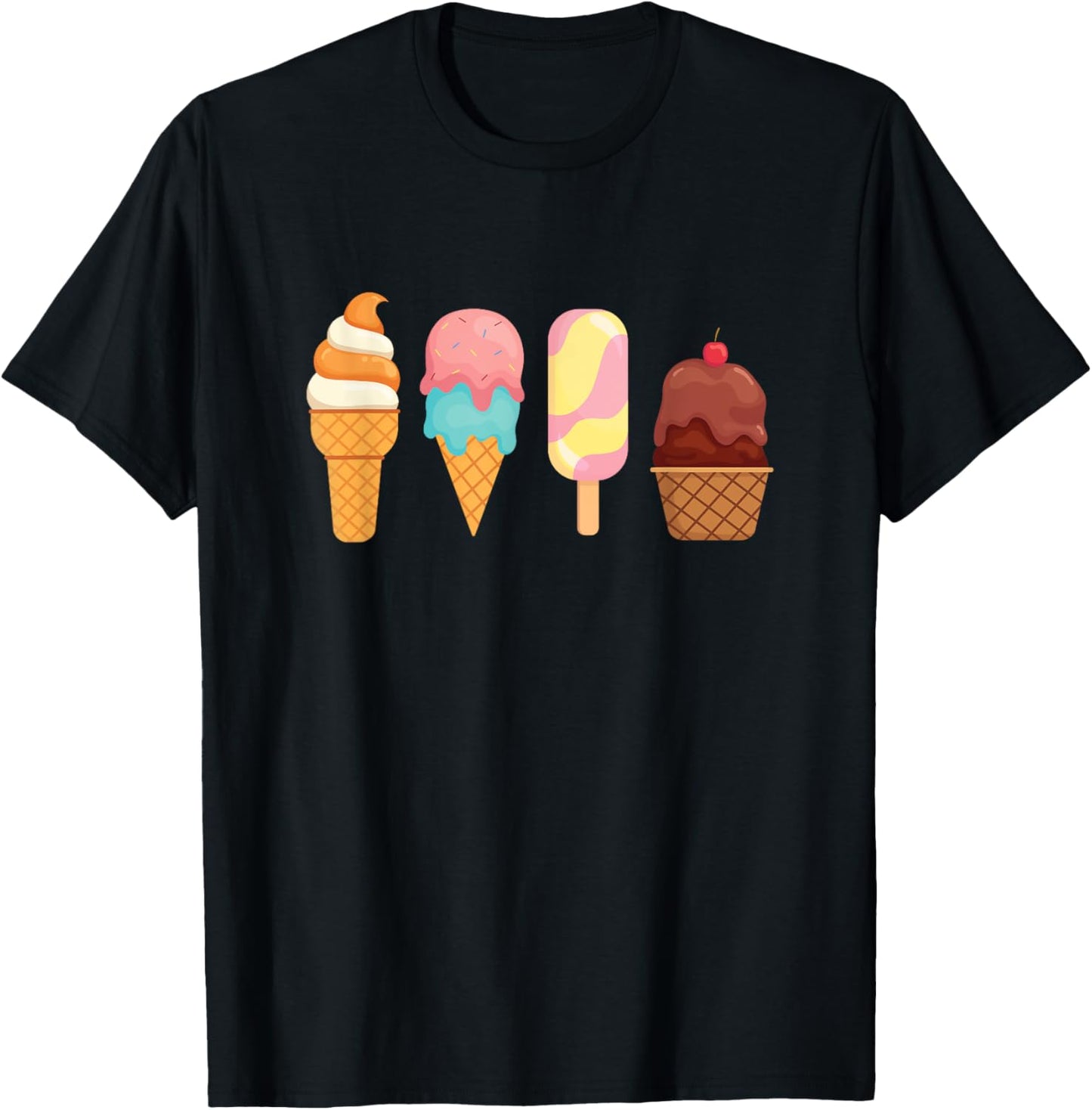 Ice Cream Cones - Ice Cream Lover Gelato Sweet Tooth T-Shirt - T-Shirt | Black