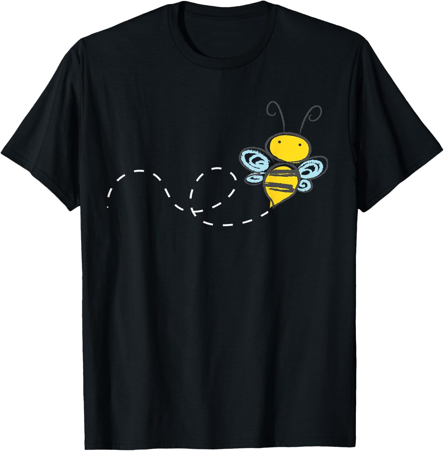 Bee Cartoon Bumble Honey Buzz Sketch Yellow T-Shirt - T-Shirt | Black