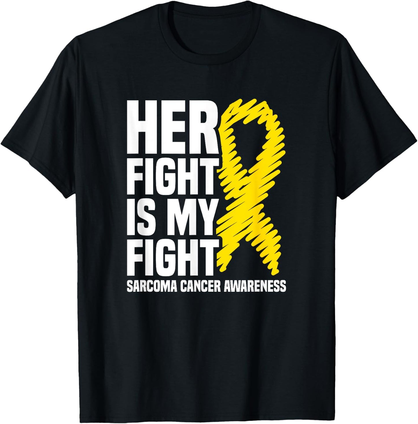 Her Fight Is My Fight Bone Cancer Sarcoma Cancer Awareness T-Shirt - T-Shirt | Black