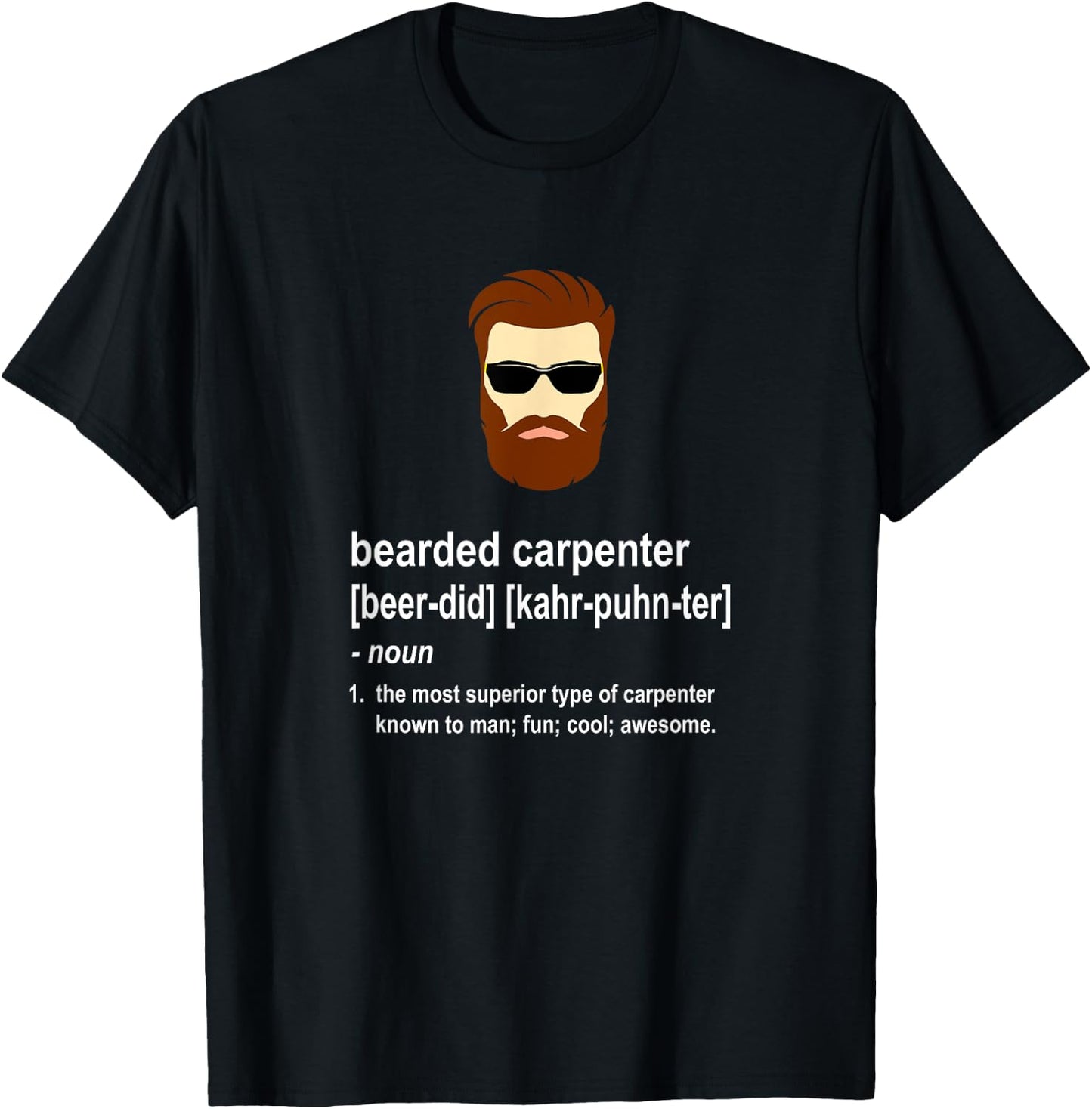 Funny Beard Carpenter Gift T-Shirt - T-Shirt | Black