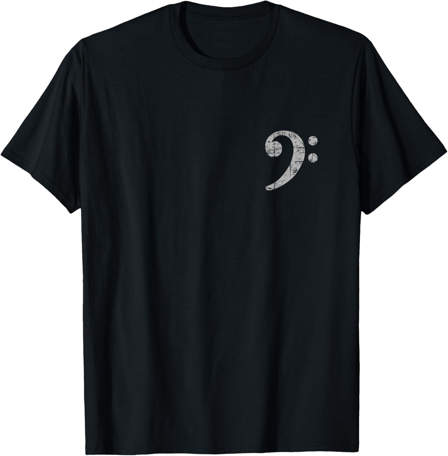 Bass Clef (Vintage Gray Left) Bassist Bass Player T-Shirt - T-Shirt | Black