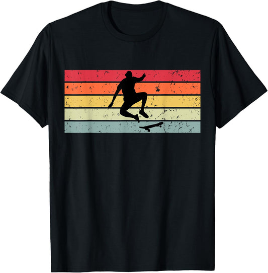 Skaters Having Fun Retro Sunset Skateboard Gift Teen Skaters T-Shirt - T-Shirt | Black