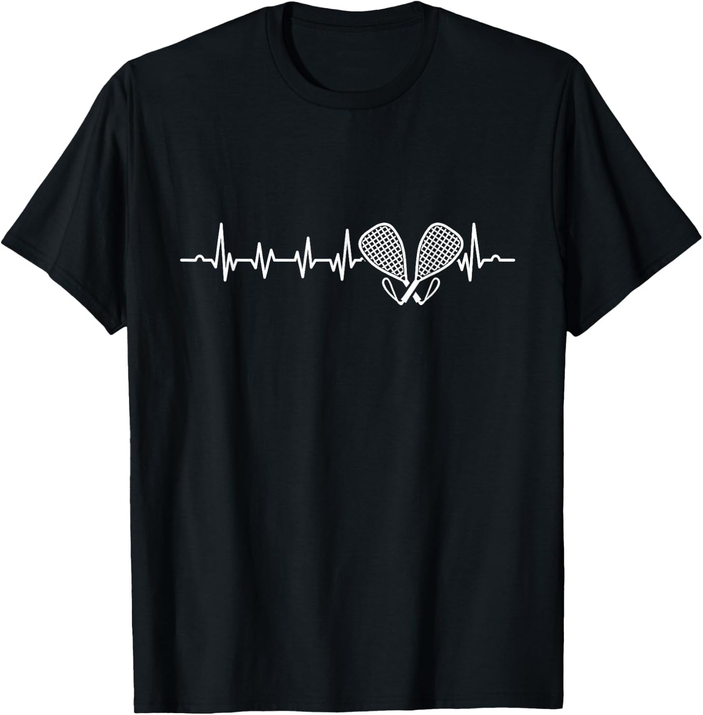 Racquetball Racket Ball Player Heartbeat T-Shirt - T-Shirt | Black