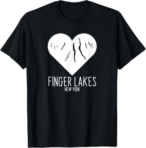 Finger Lakes New York Love Heart T-Shirt - T-Shirt | Black