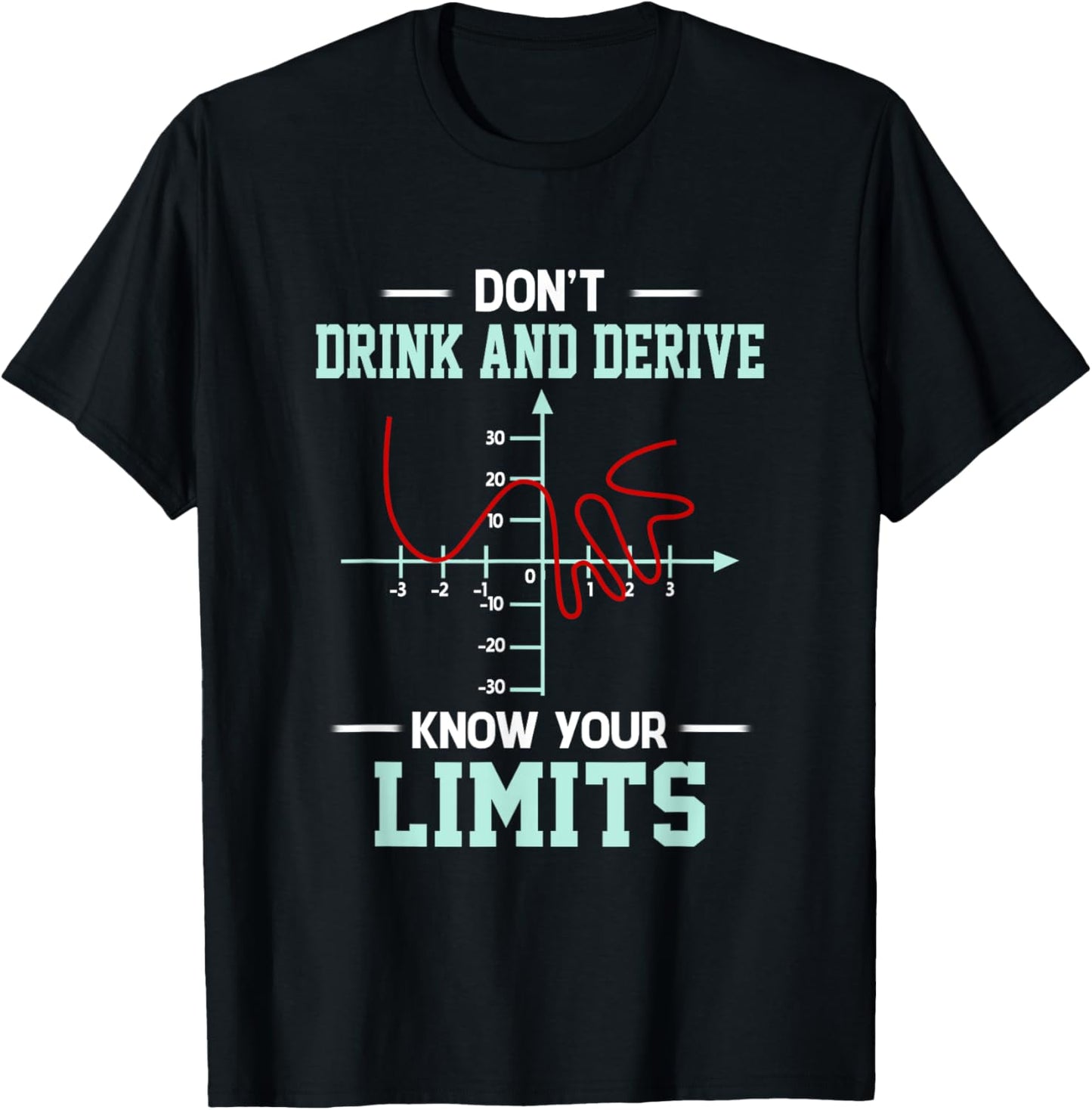 Dont Drink And Derive - Know Your Limit Mathematical Graphs T-Shirt - T-Shirt | Black