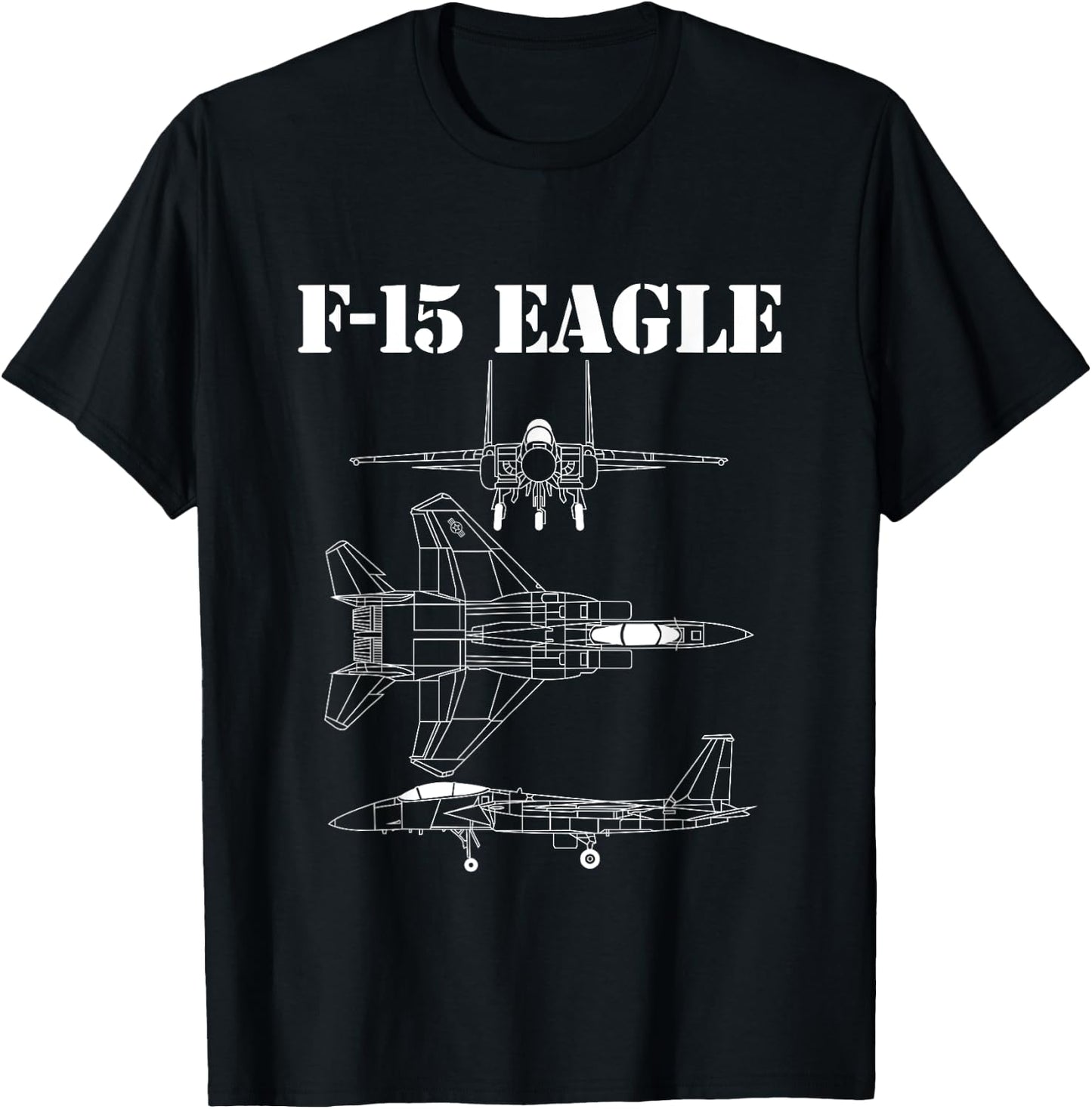 F-15 Eagle Fighter Jet Airplane Pilot Military Aircraft F15 T-Shirt - T-Shirt | Black