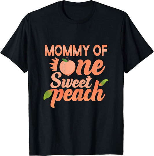 Mommy First Birthday One Sweet Peach Bday Family Matching T-Shirt - T-Shirt | Black