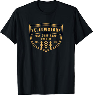 Yellowstone National Park Vintage Ranger Souvenir Retro Gift T-Shirt - T-Shirt | Black