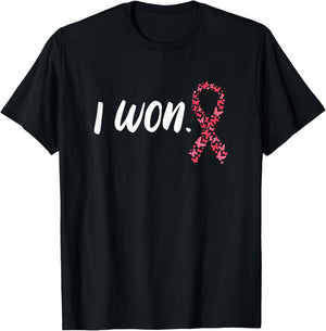 I Won Breast Cancer Awareness Support Pink Ribbon Survivor T-Shirt - T-Shirt | Black