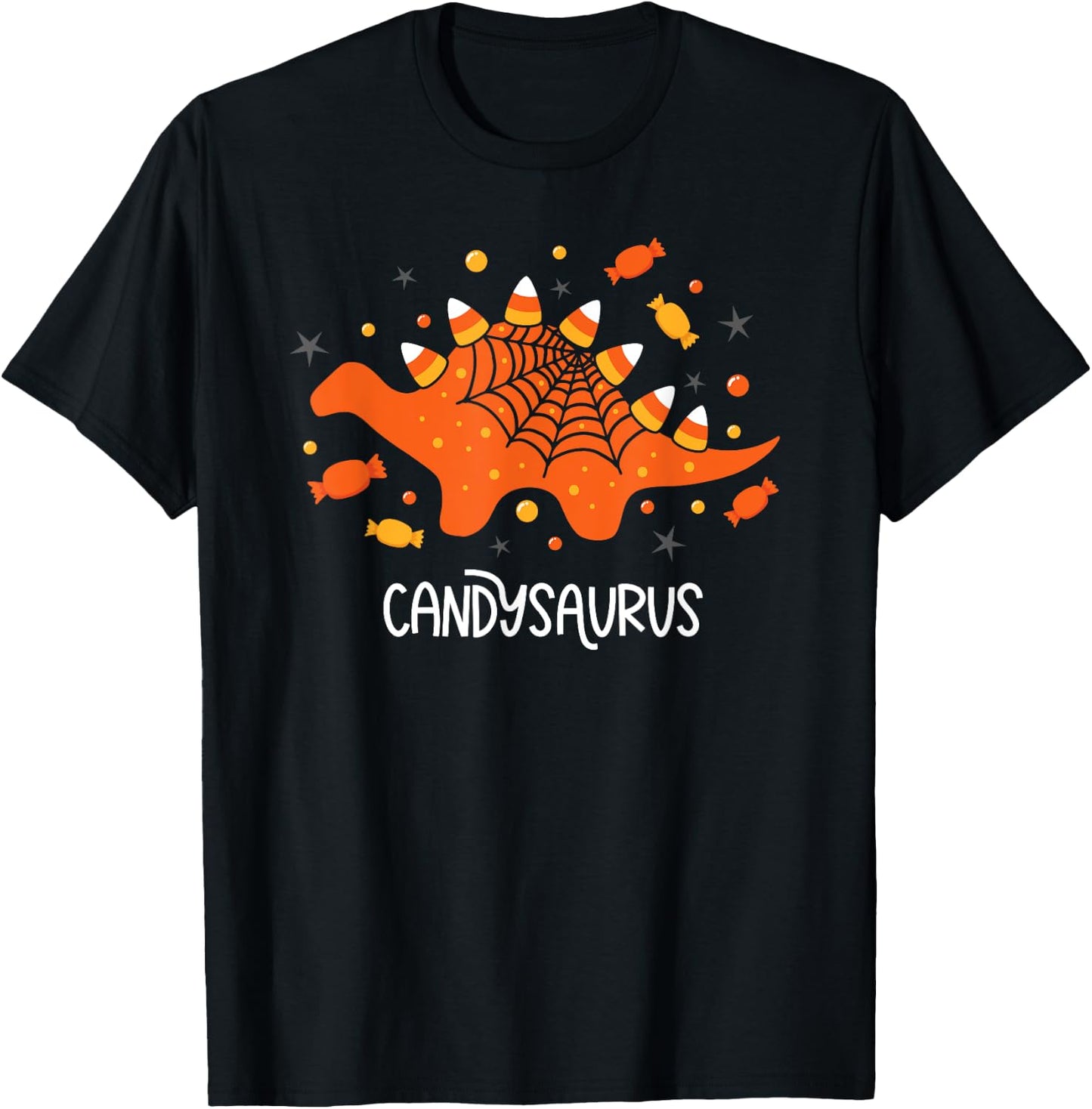 Funny Candy Corn Candy Saurus Dinosaur Halloween T-Shirt - T-Shirt | Black