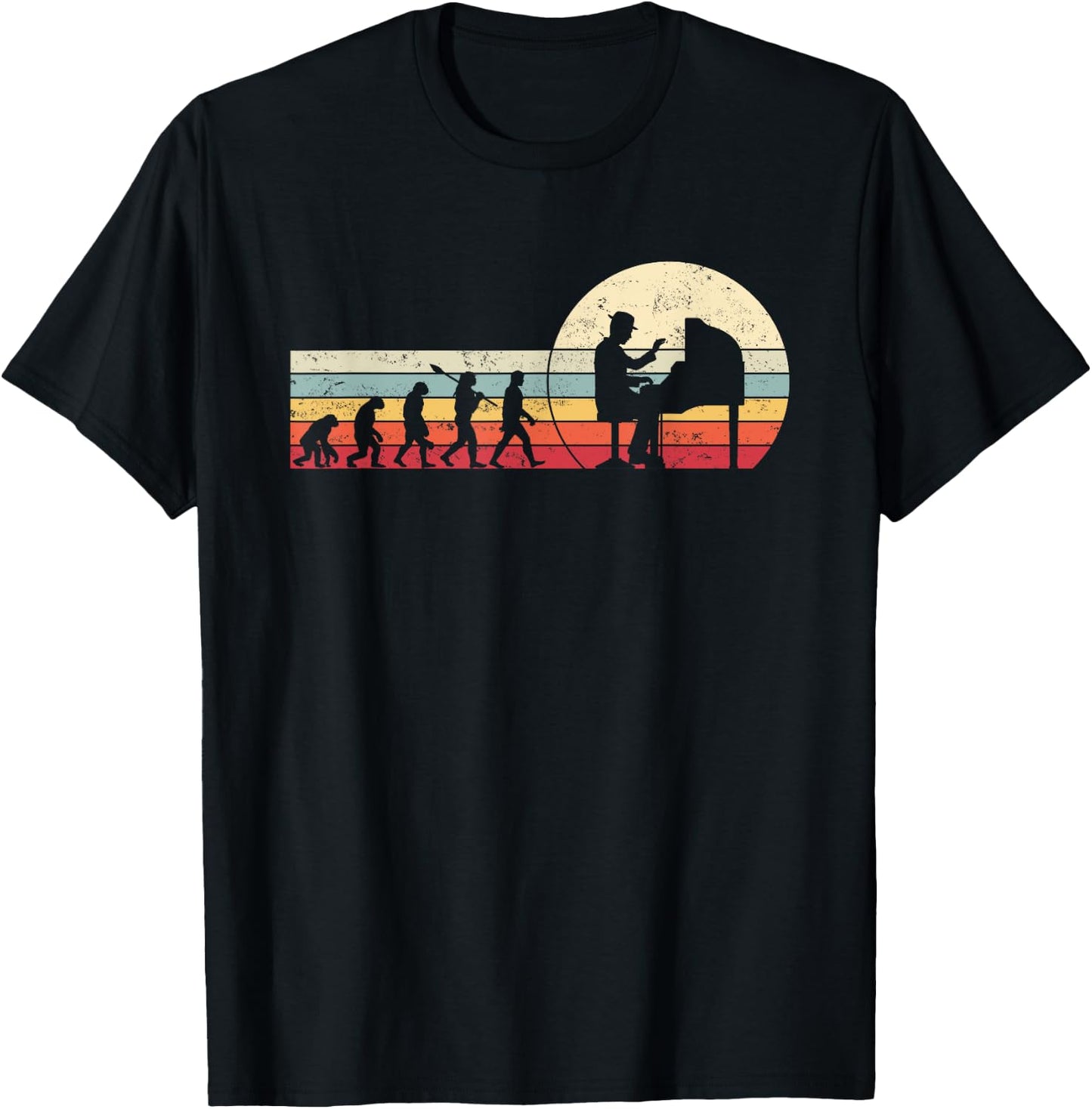 Vintage Retro Piano Evolution T-Shirt - T-Shirt | Black
