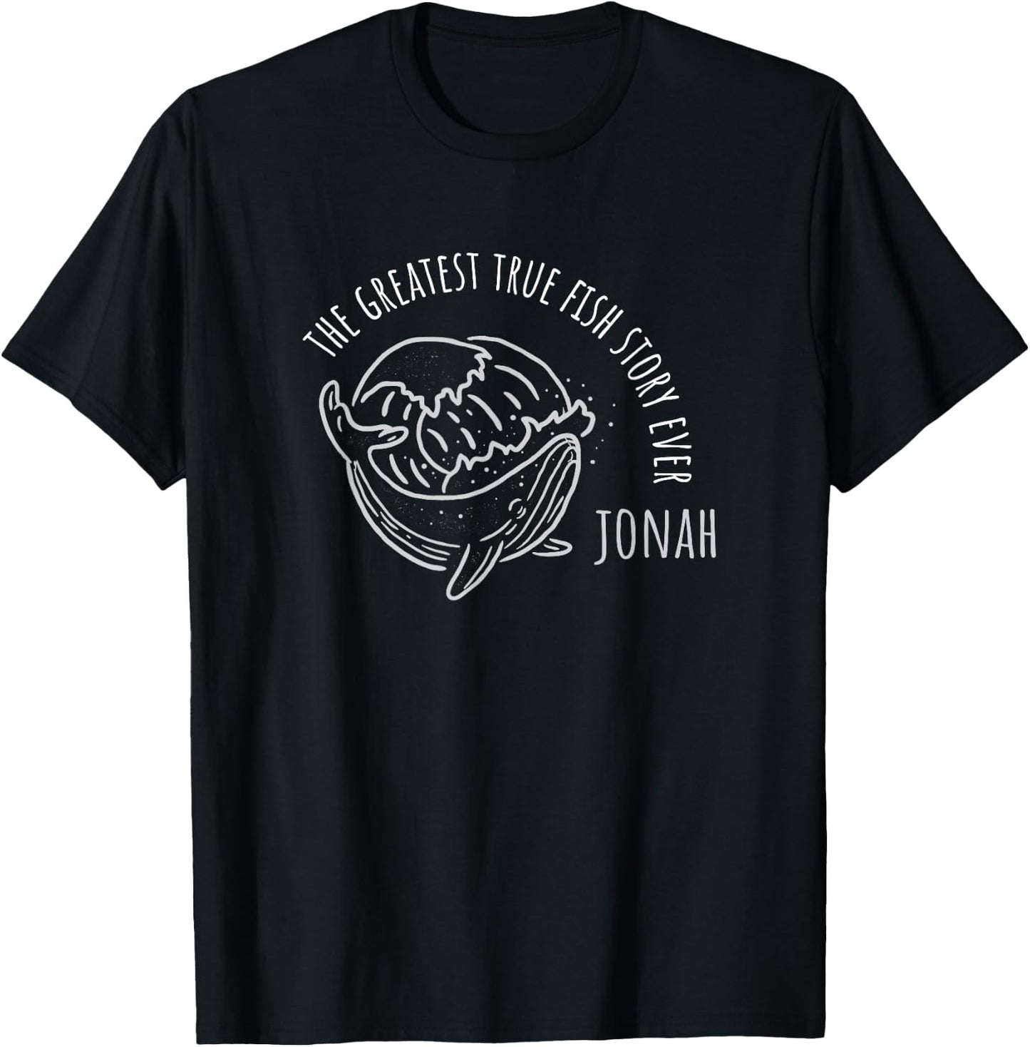 Fish Story Jonah and the whale theme T-Shirt - T-Shirt | Black