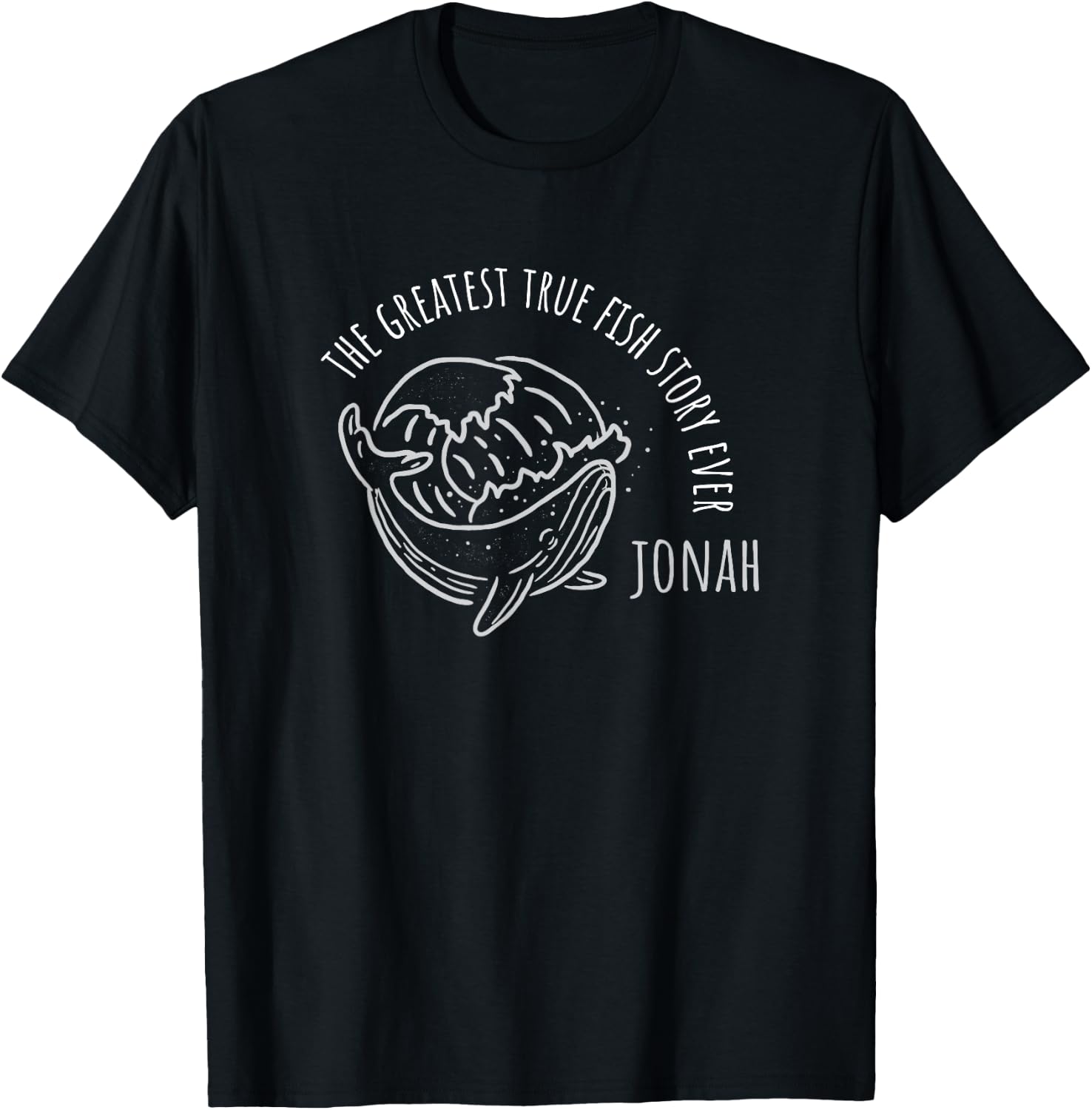 Fish Story Jonah and the whale theme T-Shirt - T-Shirt | Black