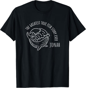 Fish Story Jonah and the whale theme T-Shirt - T-Shirt | Black