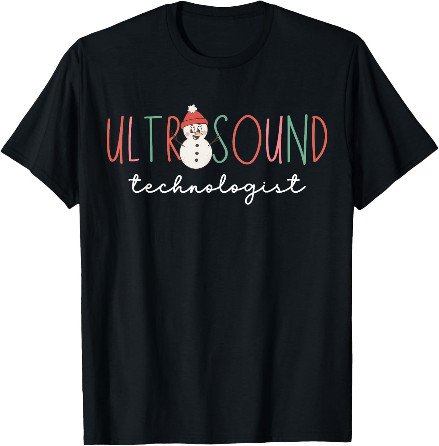 Ultrasound Technologist Snowman Sonographer Christmas T-Shirt - T-Shirt | Black